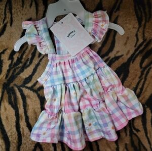 Pet Dress Dog Or Cat Pastel Gingham Daisy Ruffle Xs Sm Ea.